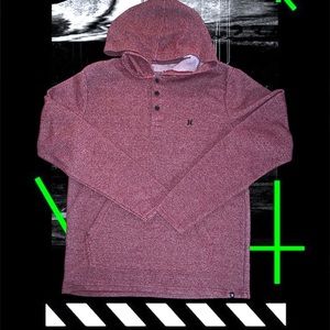 Hurley Lightweight Knit 3 Button Pullover Sweater (Rust Red)